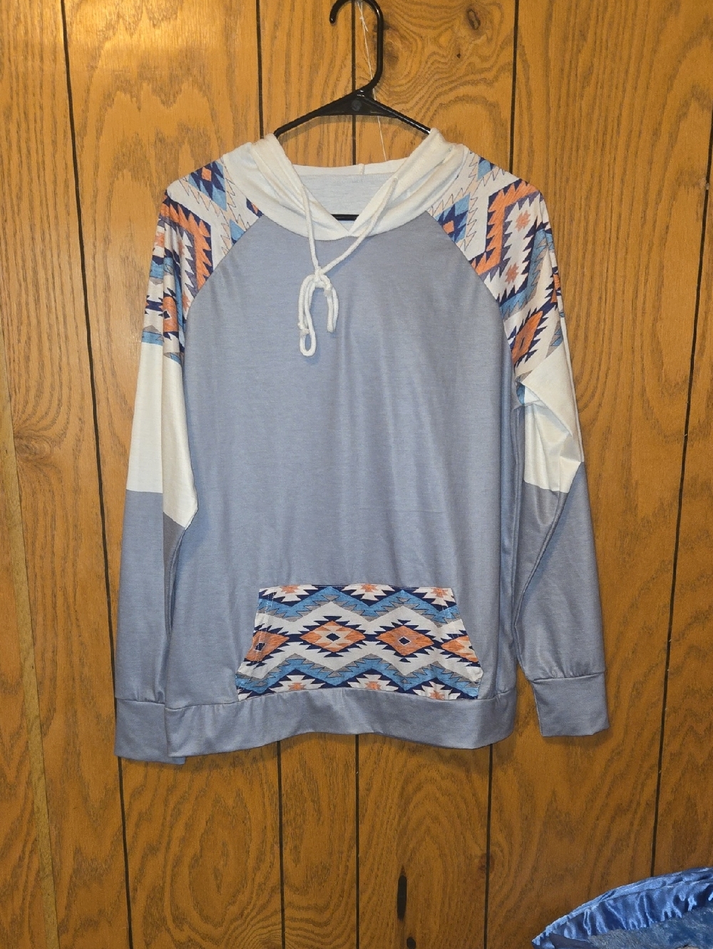 Three Tone Aztec Print Womens Hooded Top